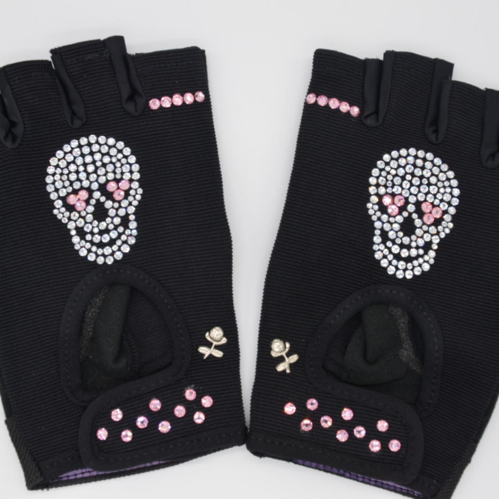 PINK SKULL 💀 SWAROVSKI EMBELLISHED EXERCISE GLOVES